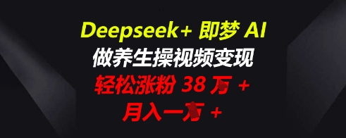 Deepseek+即梦AI，做养生操视频变现，轻松涨粉38W+，月入一W+-黎夏颜网络