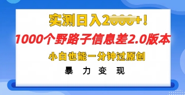 2025抖音1000个野路子信息差最新玩法，一分钟过原创，暴力变现月入几k-黎夏颜网络