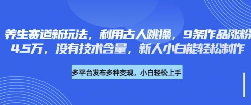 养生赛道新玩法，利用古人跳操，9条作品涨粉4.5W，没有技术含量，新人小白能轻松制作-黎夏颜网络