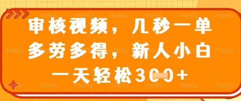 最新审核视频，几秒一单，多劳多得，新人小白一天轻松3张【揭秘】-黎夏颜网络