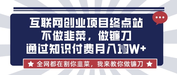 互联网创业尽头-不做韭菜，做镰刀，通过知识付费月入10个【揭秘】-黎夏颜网络