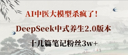 AI中医大模型杀疯了！DeepSeek中式养生2.0版本，十几篇笔记粉丝3w+-黎夏颜网络