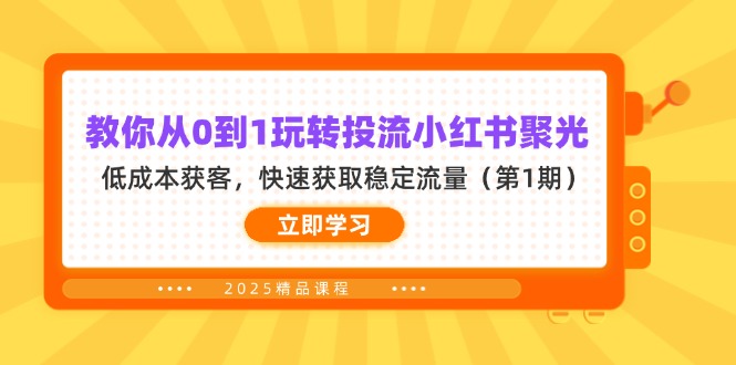 （14260期）教你从0到1玩转投流小红书聚光，低成本获客，快速获取稳定流量（第1期）-黎夏颜网络