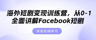 海外短剧变现训练营，从0-1全面讲解Facebook短剧-黎夏颜网络