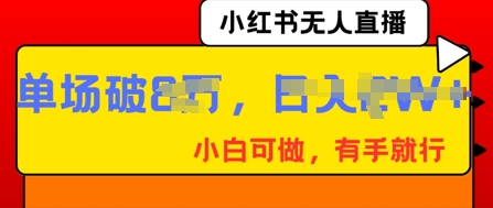 小红书无人直播，纯小白可做，有手就行，单场直播销售额破8w-黎夏颜网络