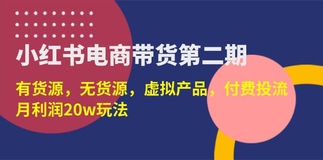 （14186期）小红书电商带货第二期，有货源，无货源，虚拟产品，付费投流，月利润20w-黎夏颜网络