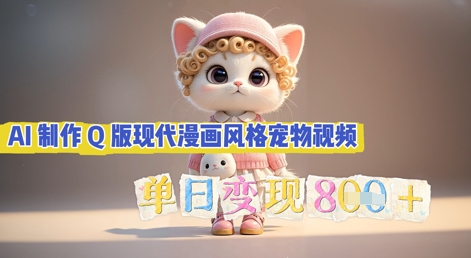 AI制作Q版现代漫画风格宠物视频，单日变现几张-黎夏颜网络