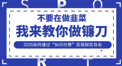 韭菜生涯终结者，我来教你做镰刀，2025如何通过“知识付费”实现财F自由【揭秘】-黎夏颜网络