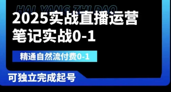 2025实战直播运营0-1，精通自然流付费0-1，可独立完成起号-黎夏颜网络