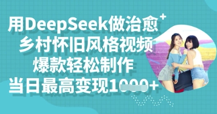 用DeepSeek做治愈乡村怀旧风格视频，爆款轻松制作，当日最高变现多张-黎夏颜网络